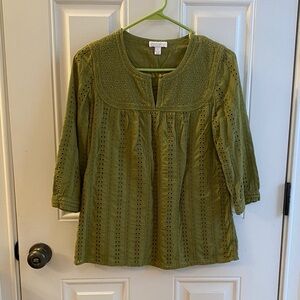 Charter Club Olive Eyelet Women's Blouse